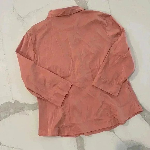 Apostrophe Stretch 1/4 Button Blouse 3/4 Sleeve Shirt Orange/Pink Womens XL Work - Picture 5 of 5